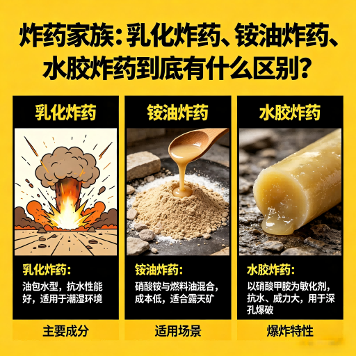 江油炸药家族：乳化炸药、铵油炸药、水胶炸药到底有什么区别？
